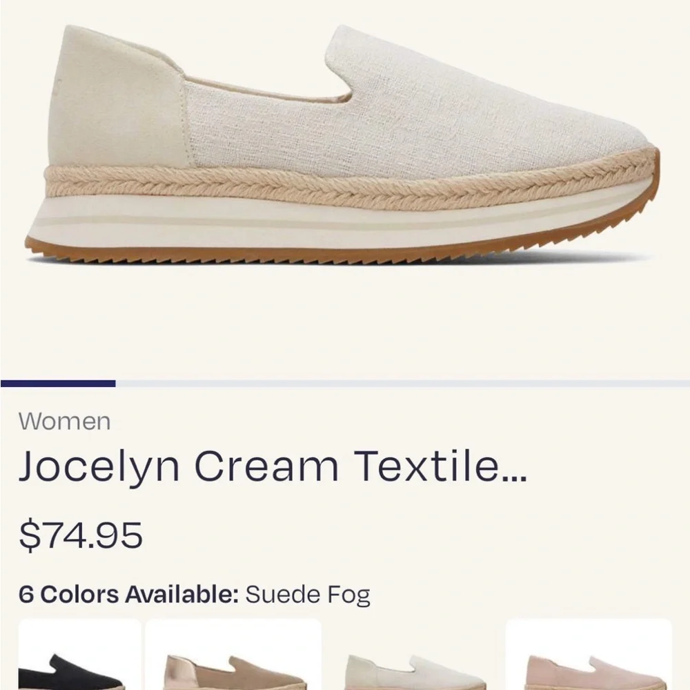 Toms Jocelyn Slip-On Espadrille in Cream - Picture 2 of 7
